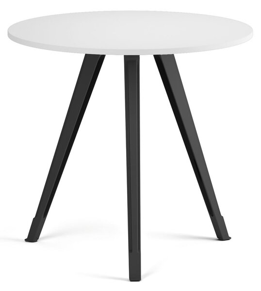 Konferenční stůl PRIMO ZEN, průměr 80 cm, černá podnož, bílá