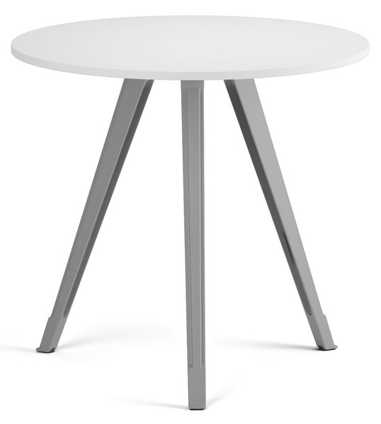 Konferenční stůl PRIMO ZEN, průměr 80 cm, šedostříbrná podnož, bílá
