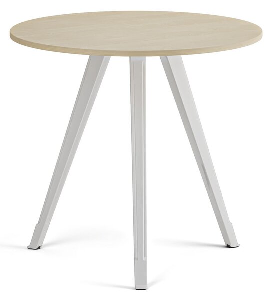 Konferenční stůl PRIMO ZEN, průměr 80 cm, bílá podnož, bříza
