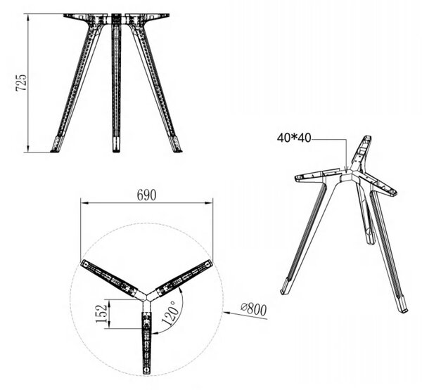 Konferenční stůl PRIMO ZEN, průměr 80 cm, černá podnož, bílá
