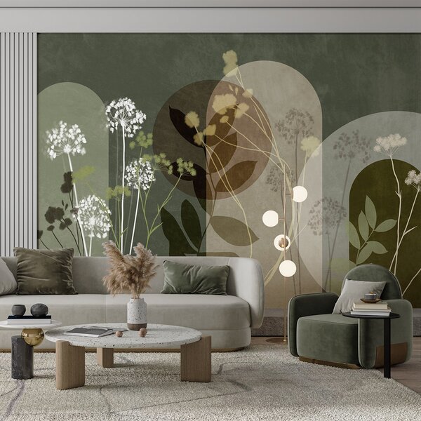 Fototapety Botanická a minimalistická kompozice ze sušených květin a listů s, Fototapety 3D, Fototapety 3d květiny, w09906v2 : uwalls.cz