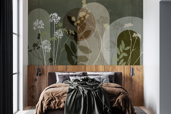 Fototapety Botanická a minimalistická kompozice ze sušených květin a listů s, Fototapety 3D, Fototapety 3d květiny, w09906v2 : uwalls.cz