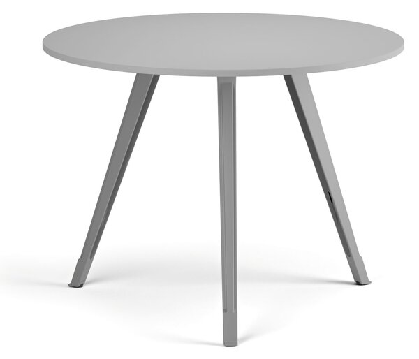 Konferenční stůl PRIMO ZEN, průměr 100 cm, šedostříbrná podnož, šedá
