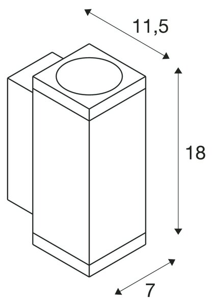 SLV 1003418 Enola Square Up/Down S, venkovní nástěnné svítidlo, LED 7W 3000/4000K, antracit, výška 18cm, IP65