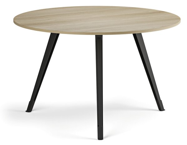 Konferenční stůl PRIMO ZEN, průměr 120 cm, černá podnož, dub přírodní