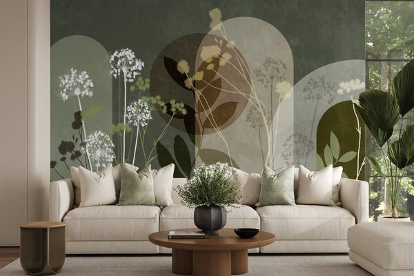 Fototapety Botanická a minimalistická kompozice ze sušených květin a listů s, Fototapety 3D, Fototapety 3d květiny, w09906v2 : uwalls.cz