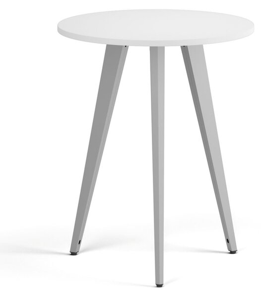 Konferenční stůl PRIMO VIBE, průměr 60 cm, šedostříbrná podnož, bílá