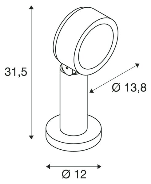 SLV 1002906 Eskina Pole, venkovní stmívatelná stojací lampa, LED 14,5W 3000/4000K, antracit, výška 31,5cm, IP65