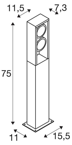 SLV 1004751 Eskina Frame 75 Double, venkovní sloupek LED 27W 3000/4000K, antracit, výška 75cm, IP65