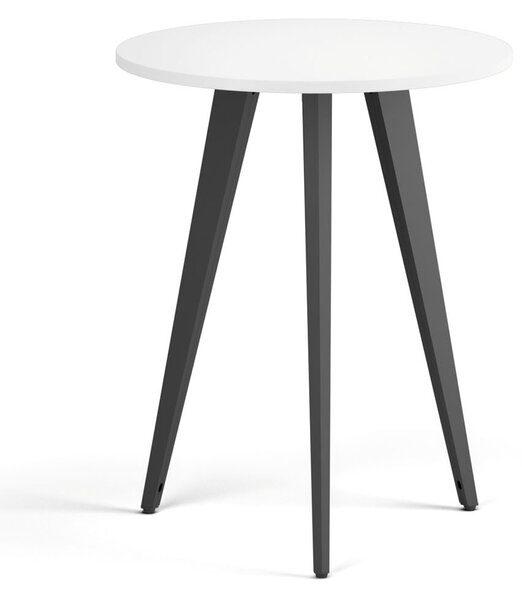 Konferenční stůl PRIMO VIBE, průměr 60 cm, černá podnož, bílá