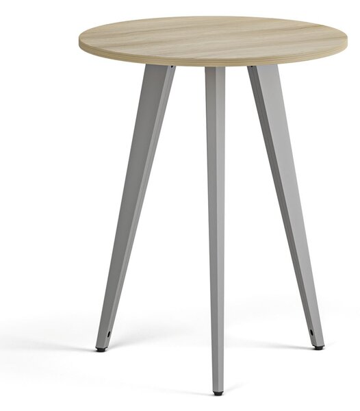 Konferenční stůl PRIMO VIBE, průměr 60 cm, šedostříbrná podnož, dub přírodní