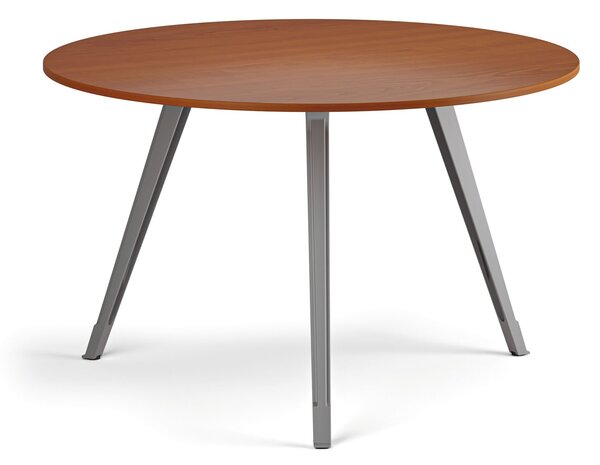 Konferenční stůl PRIMO ZEN, průměr 120 cm, šedostříbrná podnož, třešeň