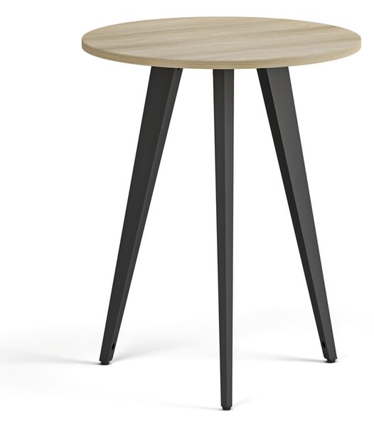 Konferenční stůl PRIMO VIBE, průměr 60 cm, černá podnož, dub přírodní