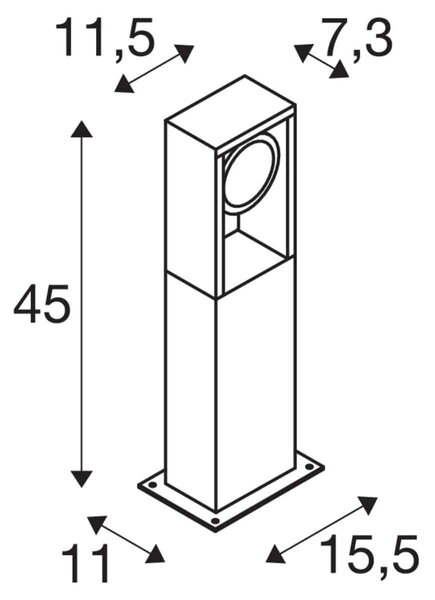 SLV 1004749 Eskina Frame 45, venkovní sloupek LED 15W 3000/4000K, antracit, výška 45cm, IP65