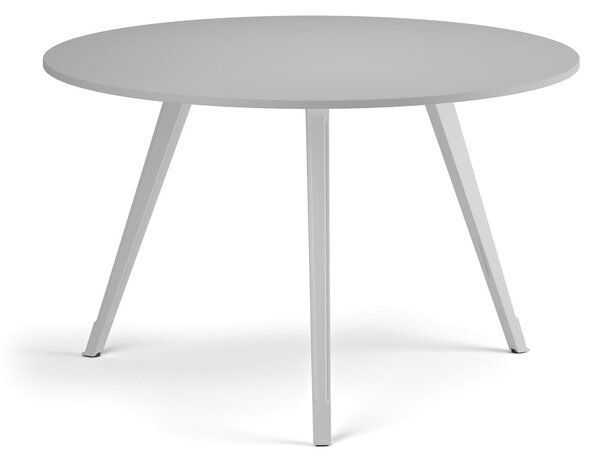 Konferenční stůl PRIMO ZEN, průměr 120 cm, bílá podnož, šedá