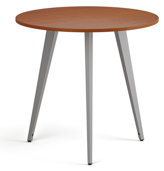 Konferenční stůl PRIMO VIBE, průměr 80 cm, šedostříbrná podnož, třešeň