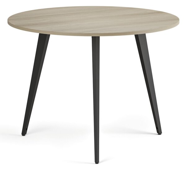 Konferenční stůl PRIMO VIBE, průměr 100 cm, černá podnož, dub přírodní