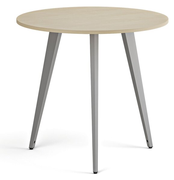 Konferenční stůl PRIMO VIBE, průměr 80 cm, šedostříbrná podnož, bříza