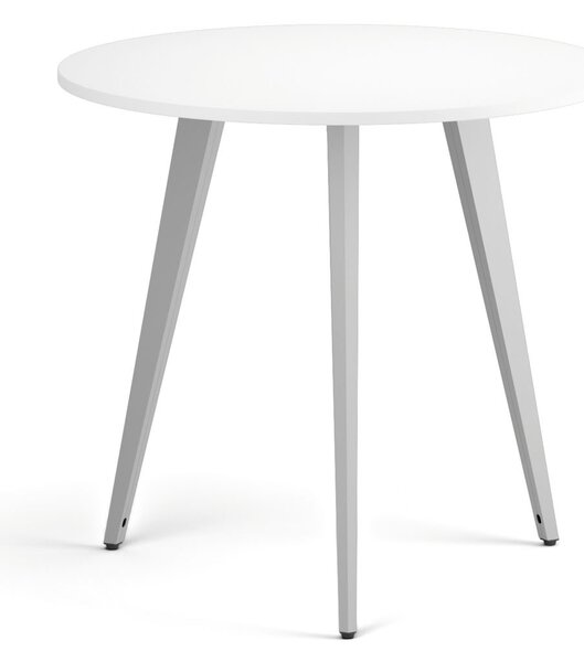 Konferenční stůl PRIMO VIBE, průměr 80 cm, šedostříbrná podnož, bílá