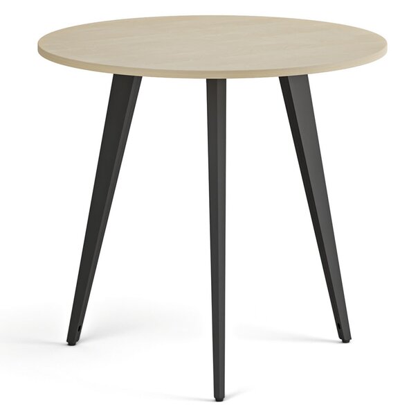 Konferenční stůl PRIMO VIBE, průměr 80 cm, černá podnož, bříza