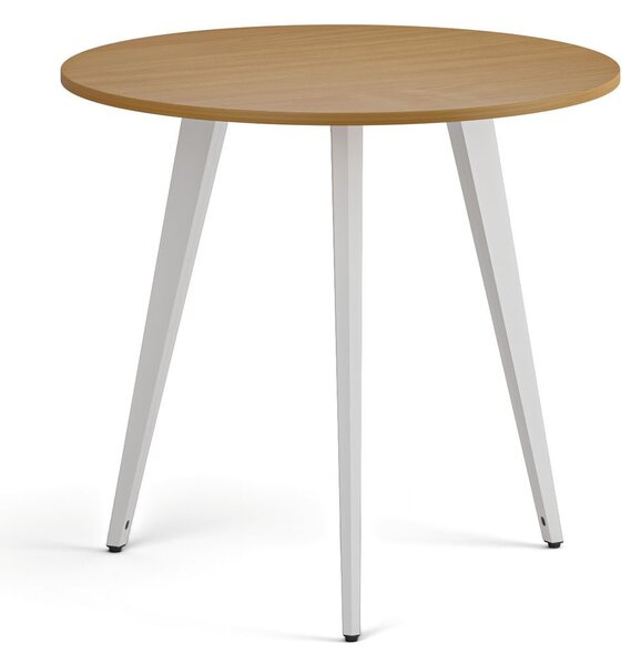 Konferenční stůl PRIMO VIBE, průměr 80 cm, bílá podnož, buk