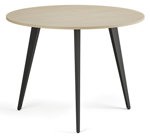 Konferenční stůl PRIMO VIBE, průměr 100 cm, černá podnož, bříza