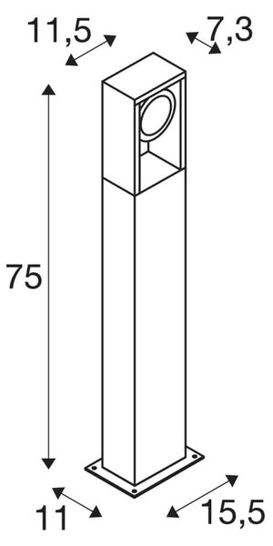 SLV 1004750 Eskina Frame 75, venkovní sloupek LED 15W 3000/4000K, antracit, výška 75cm, IP65