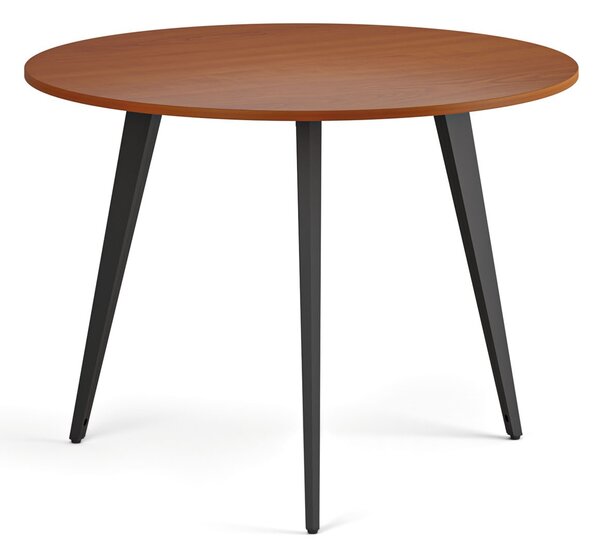 Konferenční stůl PRIMO VIBE, průměr 100 cm, černá podnož, třešeň