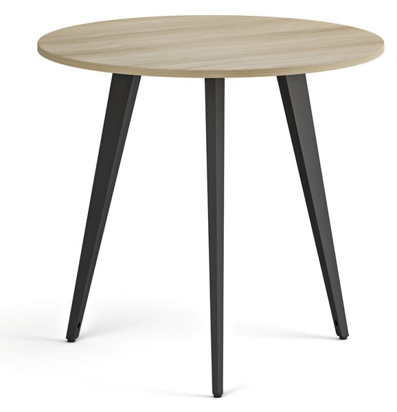Konferenční stůl PRIMO VIBE, průměr 80 cm, černá podnož, dub přírodní