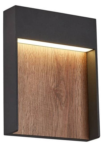 SLV 1002953 Flatt, venkovní nástěnné svítidlo, LED 14W 3000K, antracit/imitace dřeva, rozměr 18x23cm, IP65