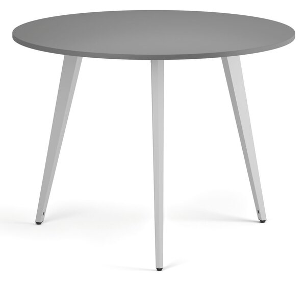 Konferenční stůl PRIMO VIBE, průměr 100 cm, bílá podnož, grafit