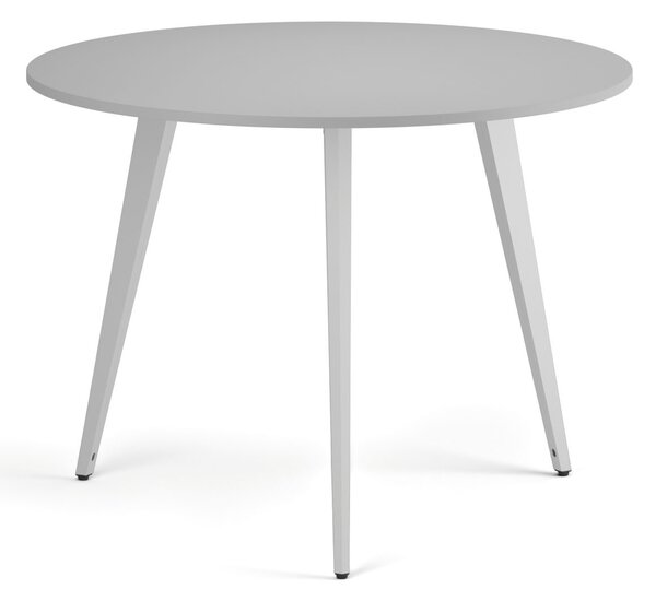 Konferenční stůl PRIMO VIBE, průměr 100 cm, bílá podnož, šedá