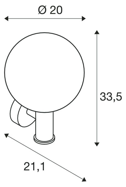 SLV 1002002 Gloo Pure, venkovní nástěné svítidlo, 1x E27 max 23W, antracit, průměr 20cm, IP44