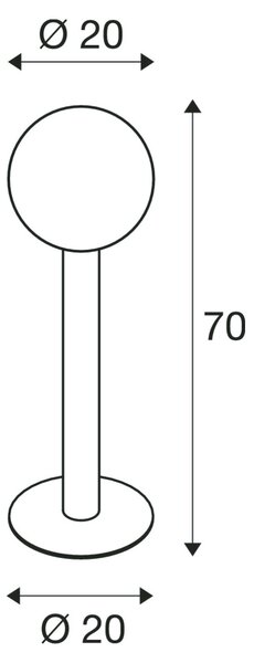 SLV 1002001 Gloo Pure 70, venkovní sloupkové svítidlo, 1x E27 max 23W, antracit, výška 70cm, IP44