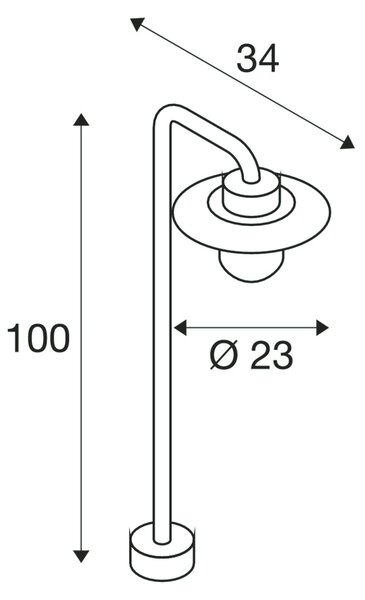 SLV 1000822 Molat, venkovní stojací lampa, 1x E27 max. 60W, antracit, výška 100cm, IP44