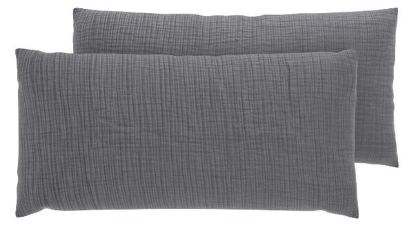 Livarno® Mušelínový potah na polštář pro spánek na boku, 40 x 80 cm, 2 kusy (šedá) (100408827004)