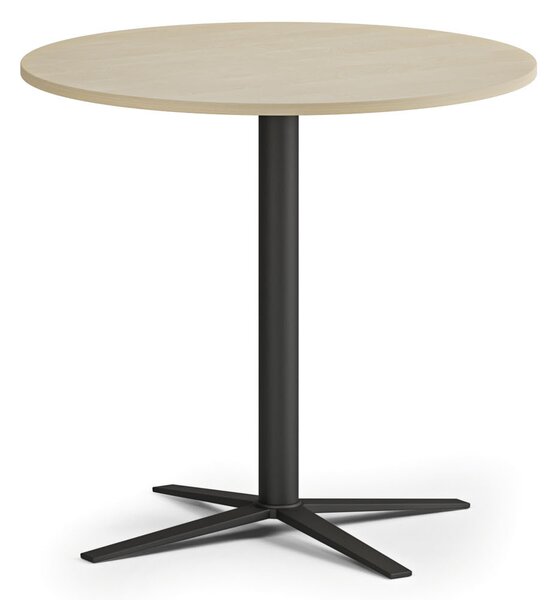Konferenční stolek AURA, průměr 60 cm, černá podnož, bříza