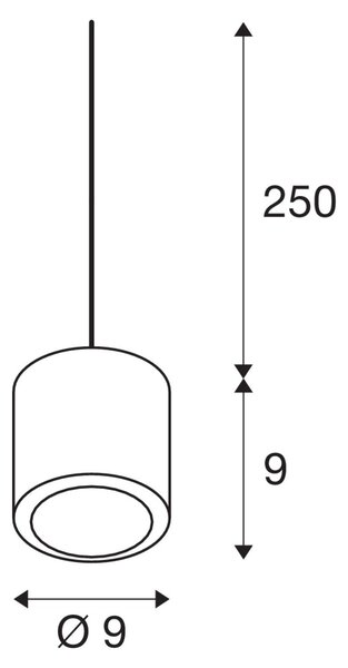 SLV 1004672 Oculus, černé závěsné svítidlo, LED 10,5W 2000-3000K, délka 250cm, bez rozety