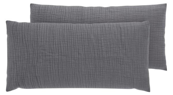Livarno® Mušelínový potah na polštář pro spánek na boku, 40 x 80 cm, 2 kusy (šedá) (100408827004)