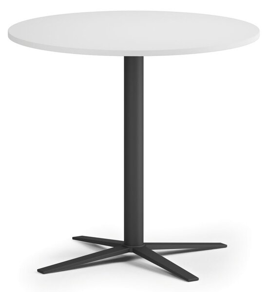 Konferenční stolek AURA, průměr 60 cm, černá podnož, bílá
