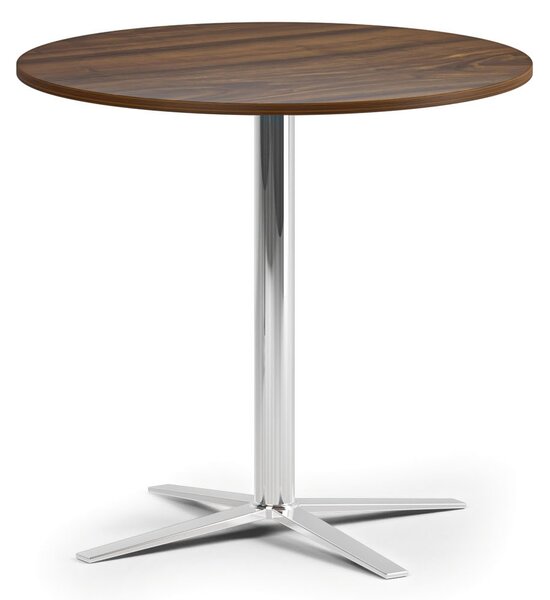 Konferenční stolek AURA, průměr 60 cm, chrom podnož, ořech