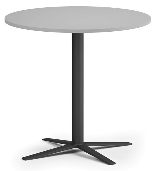 Konferenční stolek AURA, průměr 60 cm, černá podnož, šedá