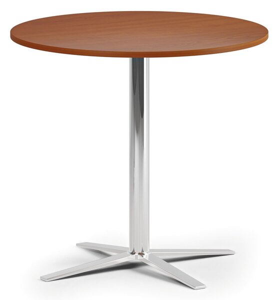 Konferenční stolek AURA, průměr 60 cm, chrom podnož, třešeň