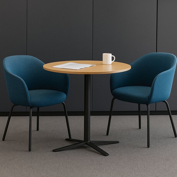 Konferenční stolek AURA, průměr 60 cm, černá podnož, bílá