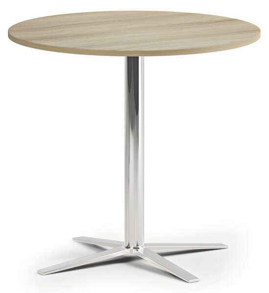 Konferenční stolek AURA, průměr 60 cm, chrom podnož, dub přírodní