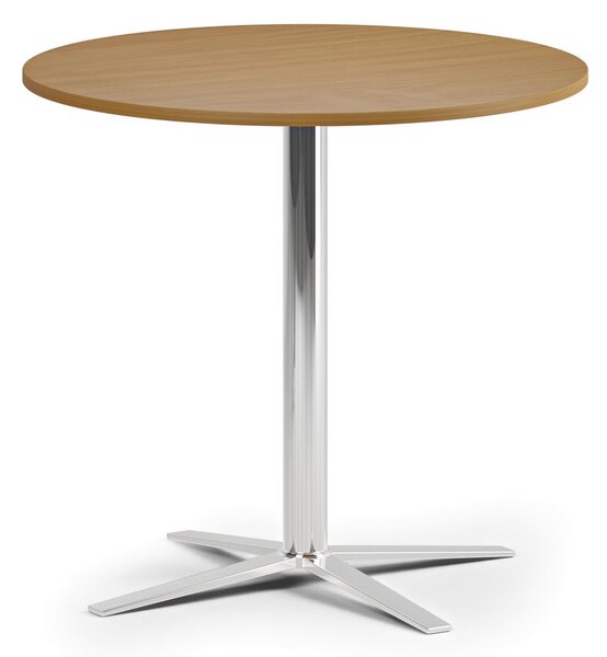 Konferenční stolek AURA, průměr 60 cm, chrom podnož, buk