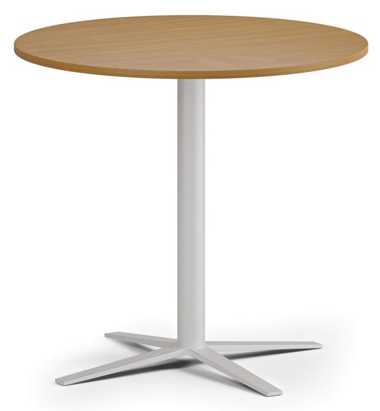 Konferenční stolek AURA, průměr 60 cm, bílá podnož, buk