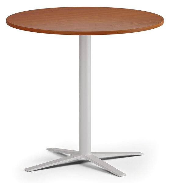 Konferenční stolek AURA, průměr 60 cm, bílá podnož, třešeň