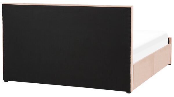 Postel s úložným prostorem Umělý samet ROCHEFORT 160 x 200 cm Béžová