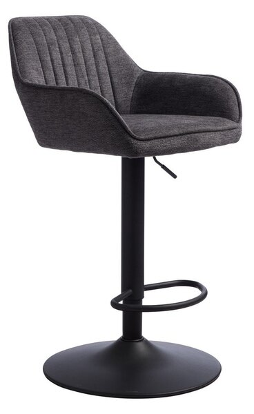 Tmavě šedá čalouněná barová židle s nastavitelnou výškou/s područkami (výška sedáku 65 cm) Nolan – Unique Furniture